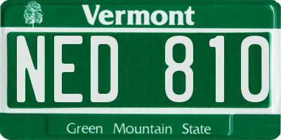 VT license plate NED810