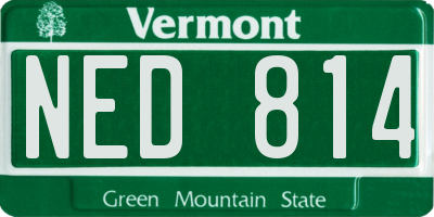 VT license plate NED814