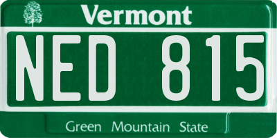 VT license plate NED815