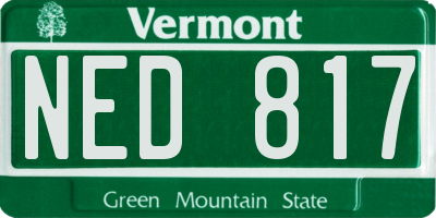 VT license plate NED817