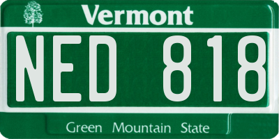 VT license plate NED818