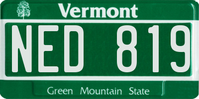 VT license plate NED819