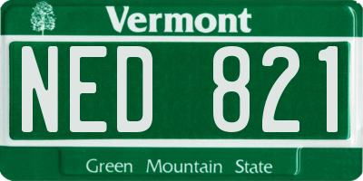 VT license plate NED821