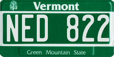 VT license plate NED822
