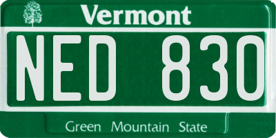 VT license plate NED830