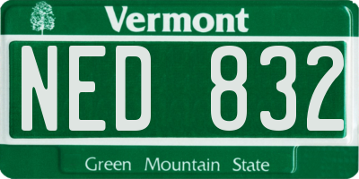 VT license plate NED832