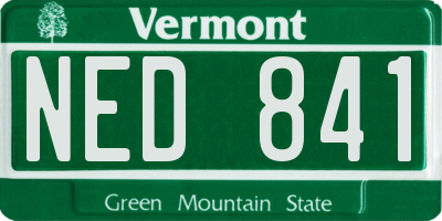 VT license plate NED841