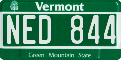 VT license plate NED844