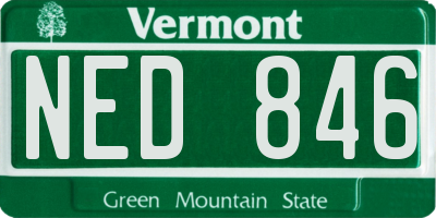 VT license plate NED846