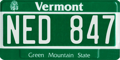 VT license plate NED847