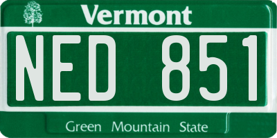 VT license plate NED851