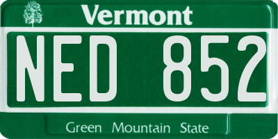 VT license plate NED852