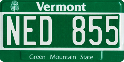 VT license plate NED855