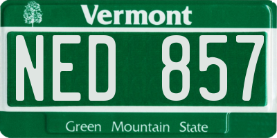 VT license plate NED857