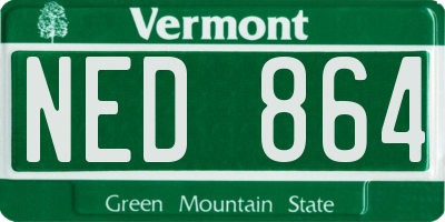 VT license plate NED864