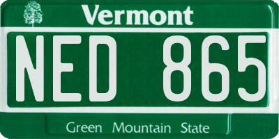VT license plate NED865