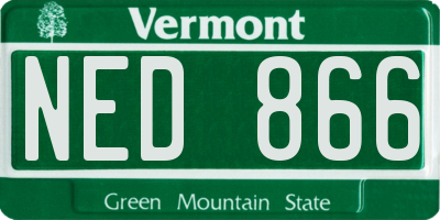 VT license plate NED866