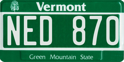 VT license plate NED870