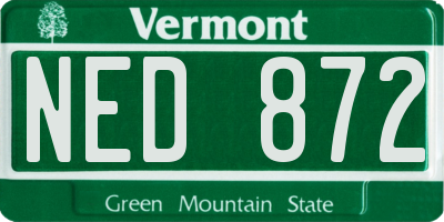 VT license plate NED872