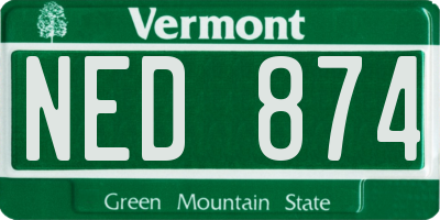 VT license plate NED874