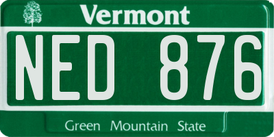 VT license plate NED876