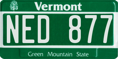 VT license plate NED877