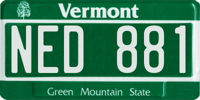 VT license plate NED881