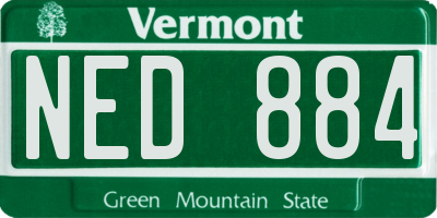 VT license plate NED884
