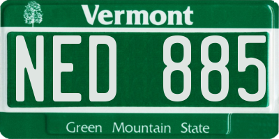 VT license plate NED885