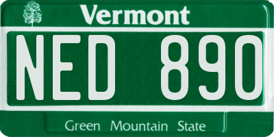 VT license plate NED890