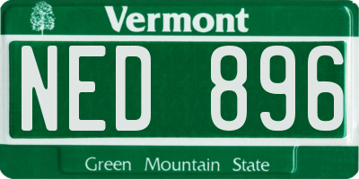 VT license plate NED896