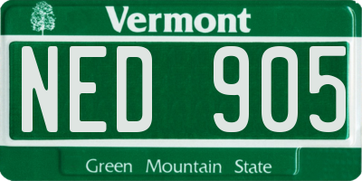 VT license plate NED905