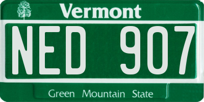 VT license plate NED907