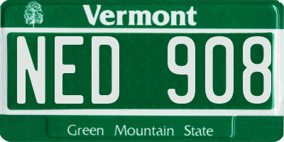 VT license plate NED908