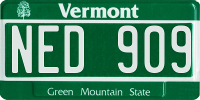 VT license plate NED909