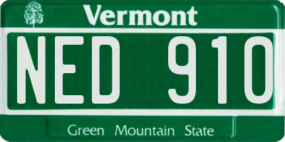 VT license plate NED910
