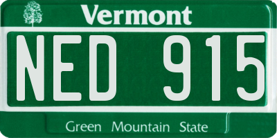 VT license plate NED915