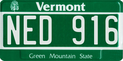 VT license plate NED916