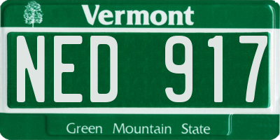 VT license plate NED917