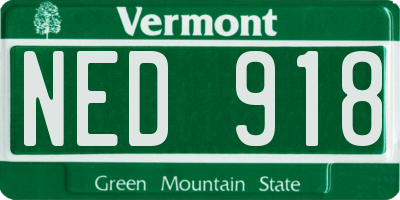 VT license plate NED918