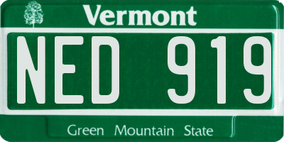VT license plate NED919