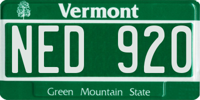 VT license plate NED920