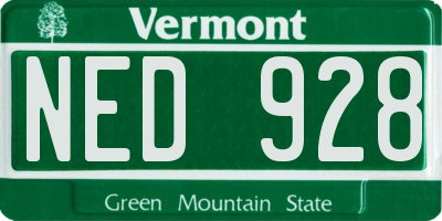 VT license plate NED928