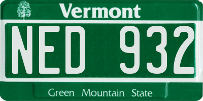 VT license plate NED932
