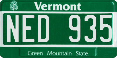 VT license plate NED935