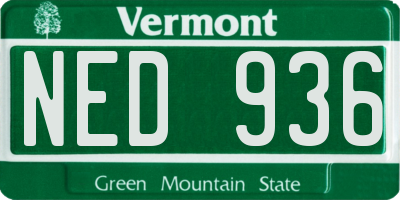 VT license plate NED936
