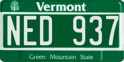 VT license plate NED937
