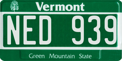 VT license plate NED939