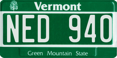 VT license plate NED940