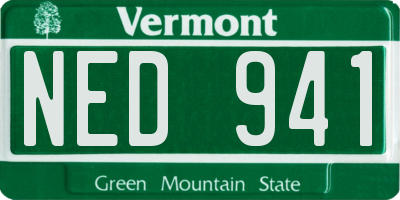VT license plate NED941